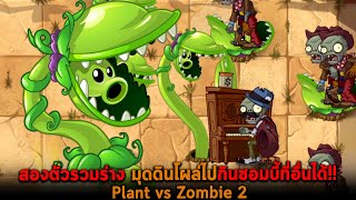 สองตัวรวมร่าง มุดดินโผล่ไปกินซอมบี้ที่อื่นได้ Plant vs Zombie 2