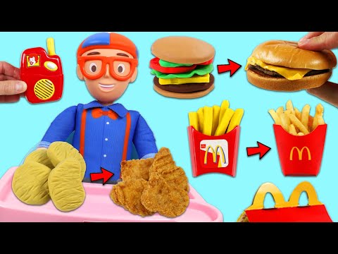 Видео: Blippi Pretend Cooking Huge Play Doh McDonalds Meal Time with Toy Kitchen Grill & Fryer Playsets!
