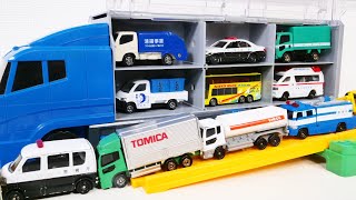 12 Types of Tomica come down the Slope &amp; Clean Up Convoy