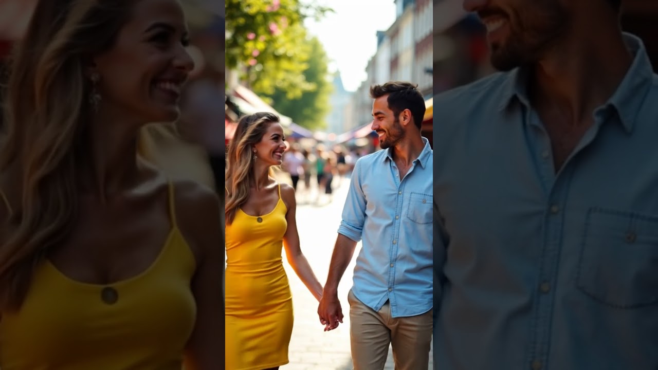 Charming: Dutch Woman and German Man Enjoy a Sunny Stroll in the City