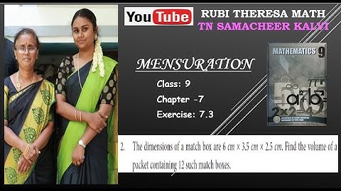 TN Samacheer kalvi  _ 9th Maths _ Mensuration _ Exercise 7.3 _ Sum 2