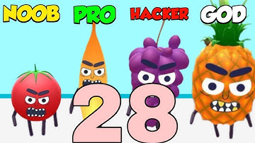 NOOB vs PRO vs HACKER in Hit Tomato 3D: All Levels Gameplay, New iOS Android Games