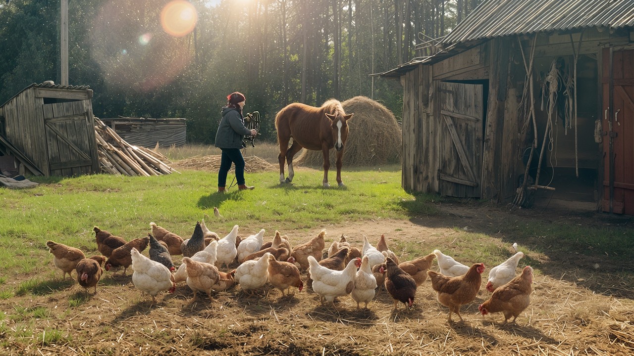 Countryside Routine – Horse, Fire, and Food | Ukrainian Village Life