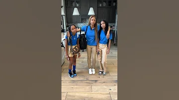 Dad makes sleepy girls take first day of school pictures #shorts