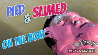 PIED AND SLIMED ON THE BOAT!! Mom vs. Dad- Shoe and Sock Challenge- Who Knows Mom Best? Prank MOM