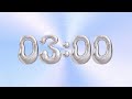 ⏱️ 3-Minute Timer | Shiny Chrome Numbers &amp; Soft Pastel Steel Backdrop | Clicks &amp; Race Beeps | 4K 🌈✨