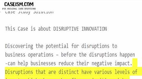 Preparing for Disruptions Through Early Detection Case Study Help - Caseism.com