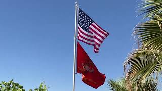 Memorial weekend flag video 4K Ultra HD. Peaceful video. USMC flag too.