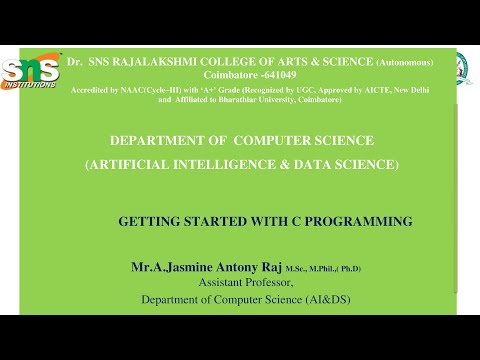 PROGRAMMING CONCEPTS|GETTING STARTED WITH C PROGRAMMING|SNS INSTITUTIONS