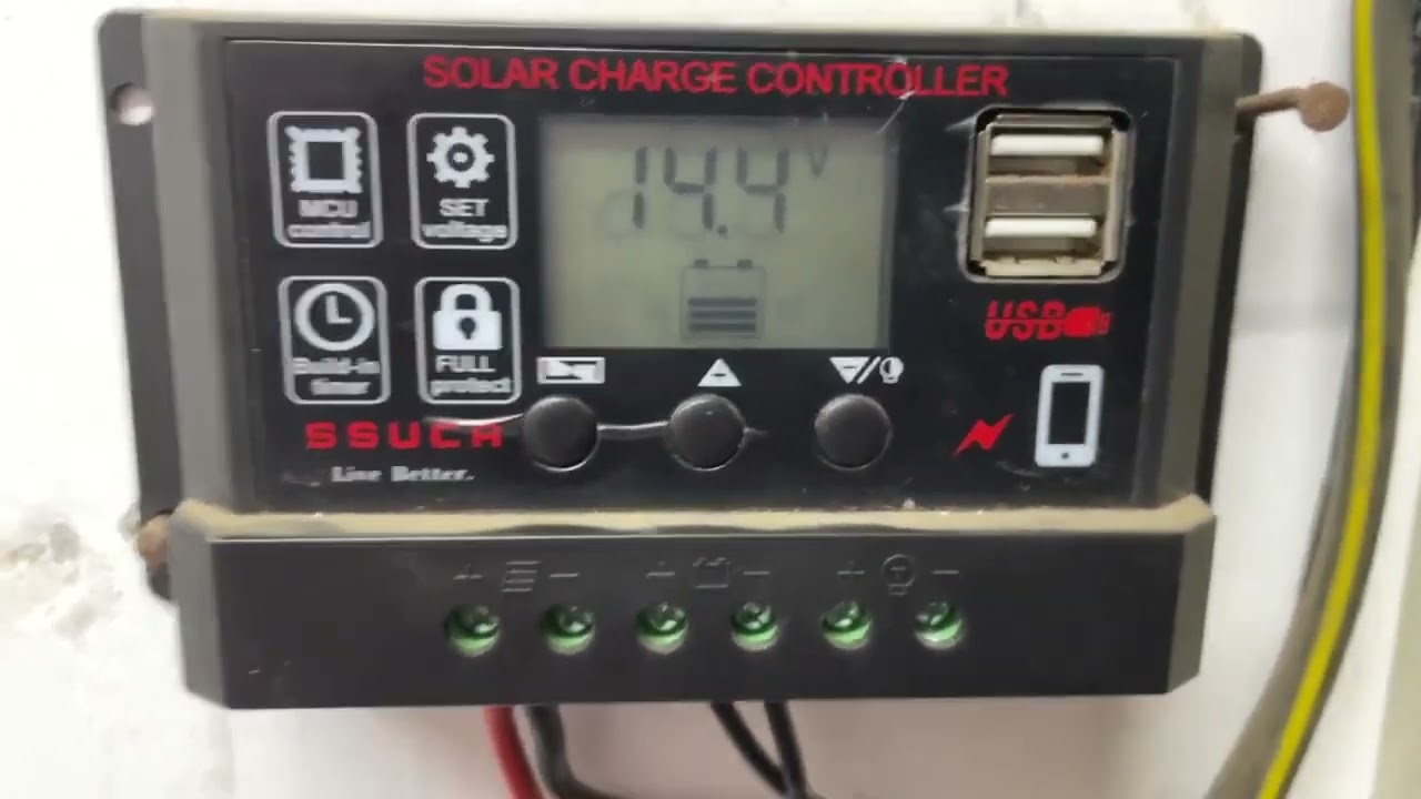 Solar Charge Controller mein dekhiye How to charge 12 volt battery with Solar panel
