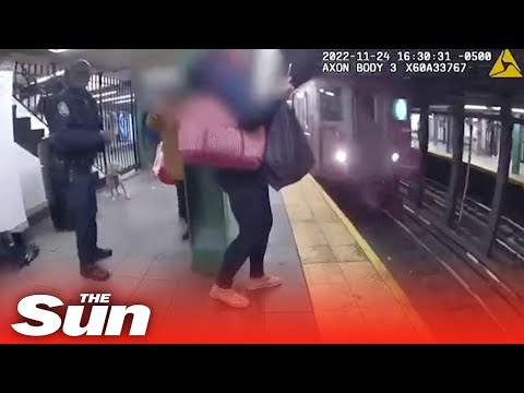 NYPD cop races to pull injured man from subway tracks just in time #shorts.