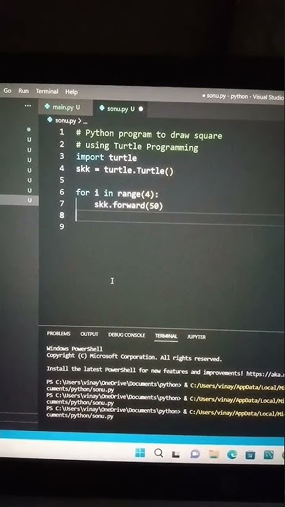 python program to draw square. using turtle graphics 🐢#shortvideo - YouTube