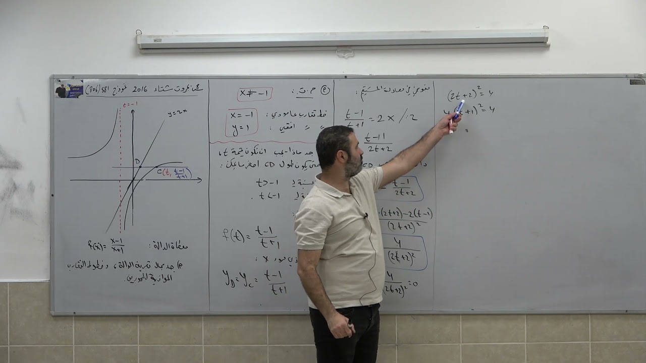 مسائل قصوى في الدوال والرسوم البيانية 4 - سؤال 8 بجروت شتاء 2016 نموذج 581 (806)
