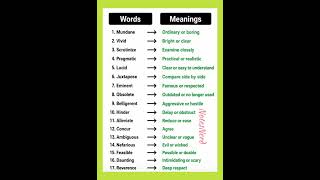 Words & their meanings #easy learning #english #improveyourenglish