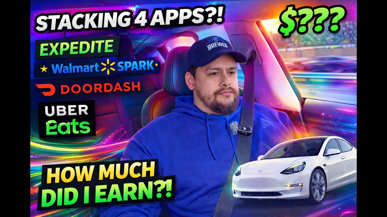 Stacking 4 Apps in One Day?! 💰 Walmart Spark, Expedite, DoorDash & Uber Eats | Ride Along