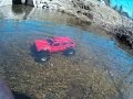 Rc axial ax10 jeep cherokee in deep water brushless 1100 kv,7.4 volts first test.