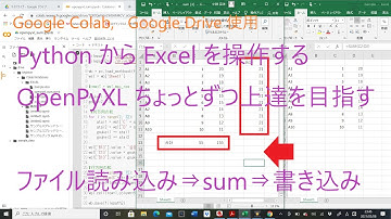 Python入門5-1 Python からExcelを操作する。ファイル読み込み⇒sum⇒書き込み.。OpenPyXL ちょっとずつ上達を目指す。