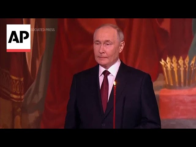 President Putin joins faithful at Orthodox Easter mass at Moscow cathedral