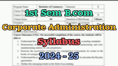 Corporate Administration B.com 1st Semester Syllabus Akkamahadevi University Of Bijapur 2024 - 25