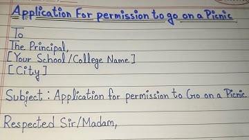 Application For Permission to Go on a Picnic |Application for Picnic Permission