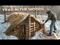 My dugout in the woods is 1 year old, Bushcraft shelter, Solo overnight