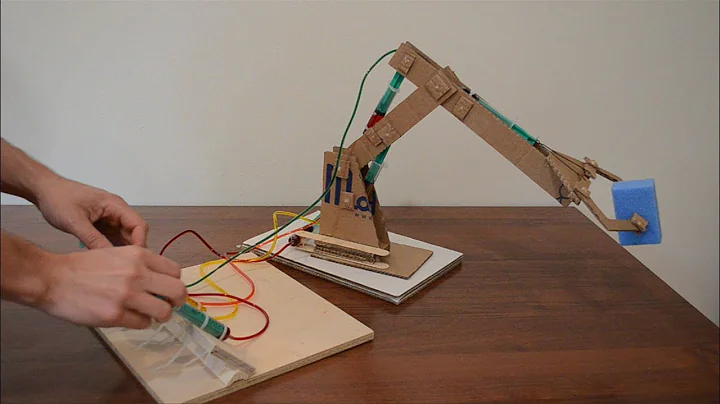 How to make hydraulic robotic kit arm from cardboard -  home robot-  ROV school project ideas