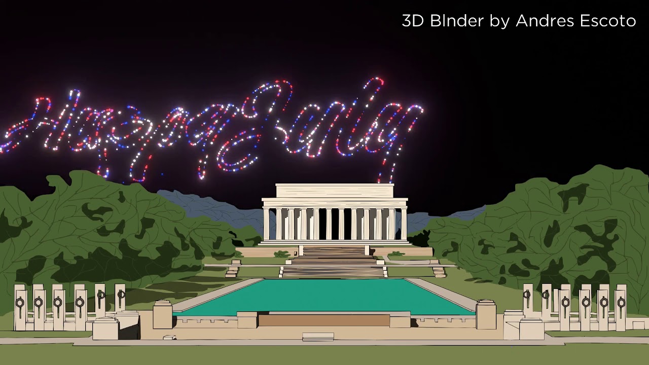 Happy 4th of July (Blender 2.83 2D Animation) Independence Day