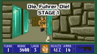 Old Games - Wolfenstein 3D / Episode 3 Stage 1 / PC Gameplay 1080p