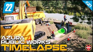 🚧 Digging A New Trench For A Lakes Overflow Pipeline ⭐ FS22 Azura Public Works Timelapse