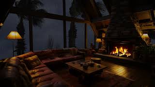 Tranquil Rainfall and Gentle Thunder for Deep Sleep by the Fire - Rain Sounds for Deep Sleep