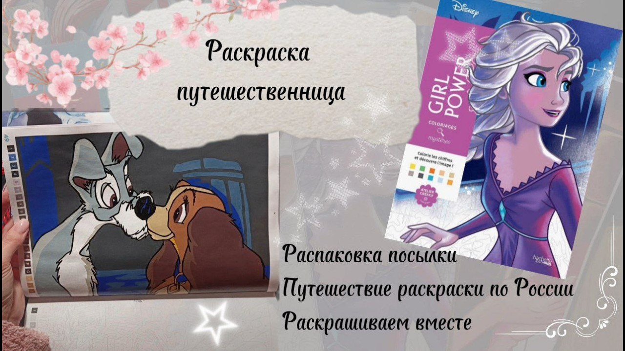 Раскраска-путешественница по номерам Ашет. Распаковка посылки, раскрашиваем Леди и Бродягу