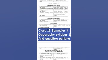 Class 12 Semester 4 Geography syllabus and question pattern//উচ্চ মাধ্যমিক সেমিস্টার 4 ভূগোল সিলেবাস