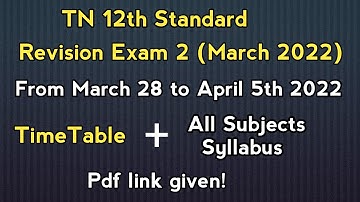 12th Standard Revision exam 2 Timetable and Syllabus for all subjects | pdf Link