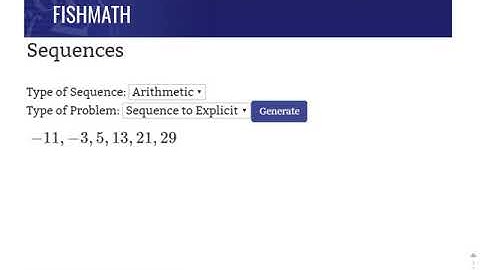 Arithmetic Sequences - Sequence to Explicit - FishMath.com