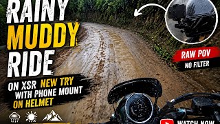 🌧️ Rainy Muddy Ride on XSR 155 | First Helmet Phone Mount Test! 🏍️📱#youtube