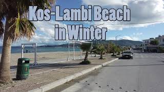 Kos-Lambi Beach in winter on the island of Kos in Greece