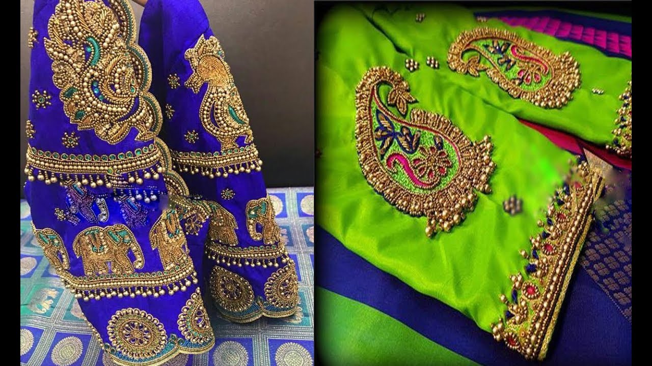 Latest Bead Work Blouse Design For Silk Saree - YouTube