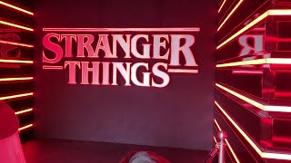 Walking tour of Netflix Stranger Things-themed interactive shopping pop up store at the Americana