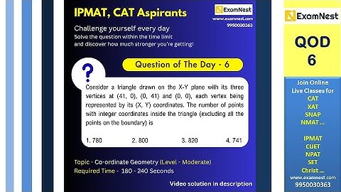 Question of the Day - 6 | Coordinate Geometry | Moderate | CAT | IPMAT | NMAT | SNAP | XAT