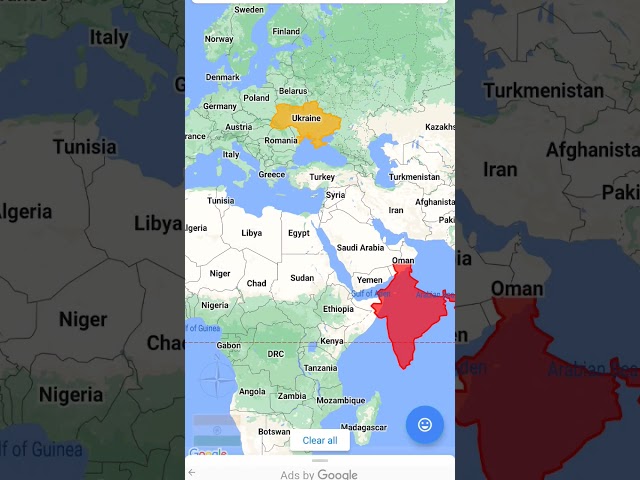 India vs Ukraine size comparison #india #ukraine #mapping #shorts #world #map #viral #comparison class=
