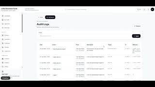 business setting audit logs and master data screens