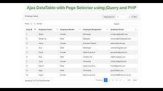 Ajax DataTable with Page Selector using jQuery and PHP | Softaox