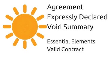 Summary of Agreement Expressly declared void | Other Essential Elements of a Valid Contract | CA CPT