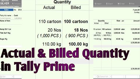 Actual & Billed Quantity Entry Sales & Purchase in Tally prime 3.0