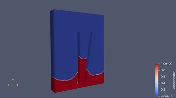 Capillary rise between flat plates under microgravity conditions (dz=10mm,angle=10,alpha=40)