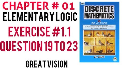 Discrete mathematics by zr Bhatti. chapter # 1 Elementary logic. questions 19 to 23.