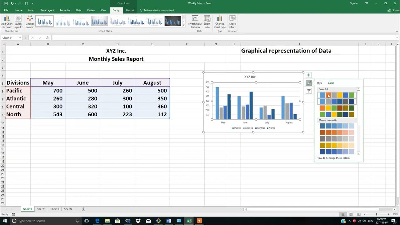 presentation of data excel