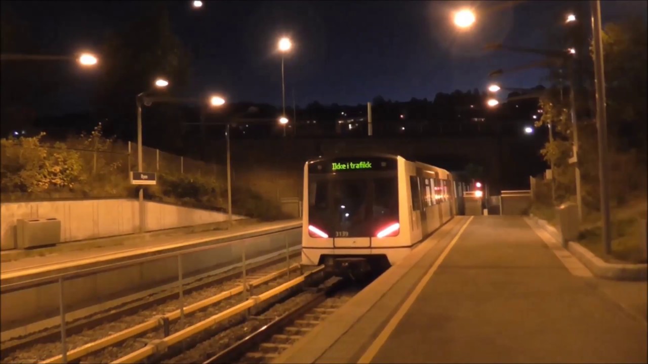 Oslo-Akershus T-bane - Linje 1,4 og X: Ryen T-banestasjon Kveldsspesial 10-2016 [HD]