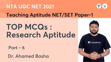 Teaching Aptitude NET/SET Paper-1 | TOP MCQs: Research Aptitude | NTA  JRF 2021 | Dr. Ahamed Basha