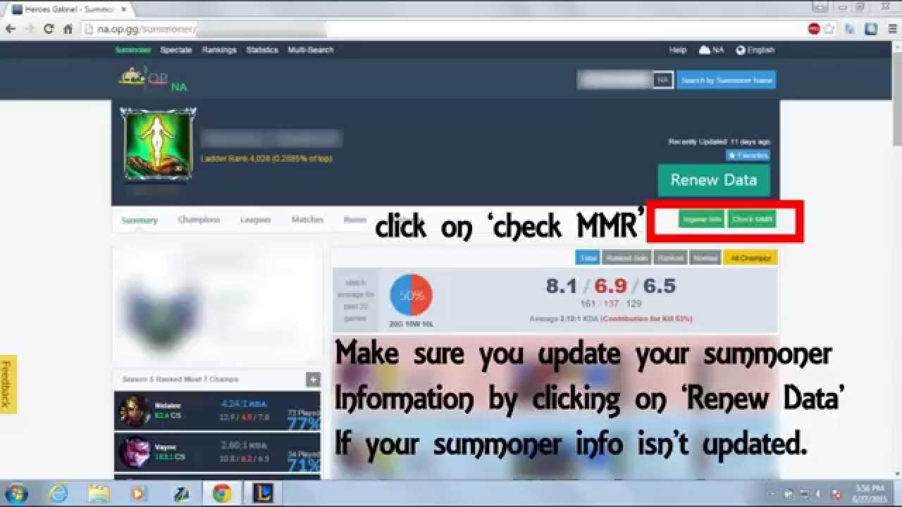 League Of Legends How to check MMR / ELO [op.gg] YouTube